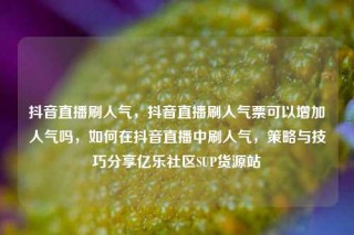 抖音直播刷人气，抖音直播刷人气票可以增加人气吗，如何在抖音直播中刷人气，策略与技巧分享亿乐社区SUP货源站
