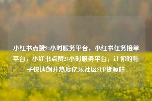 小红书点赞24小时服务平台，小红书任务接单平台，小红书点赞24小时服务平台	，让你的帖子快速飙升热度亿乐社区SUP货源站  第1张
