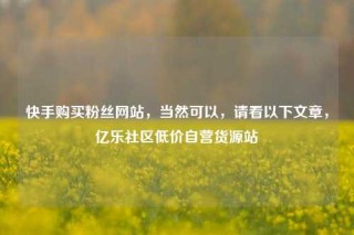 快手购买粉丝网站，当然可以，请看以下文章，亿乐社区低价自营货源站